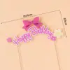 Celebridad de Internet Color Impreso Lazo Flor Feliz Cumpleaños Color Impreso Acrílico Niña Versión Coreana Linda Decoración para Pastel Enchufe