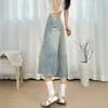 Jeans Cortos Vintage Rasgados Lavados para Mujer, Verano 2026 Nuevos de Cintura Alta Moda Retro Sueltos de Pierna Ancha