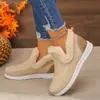 Zapatos de algodón de talla grande transfronterizos, nuevos zapatos de invierno para mujer, botas de nieve afelpadas y engrosadas, botines sin cordones, botines de algodón modernos y cálidos