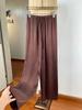 Calça Feminina de Seda Amoníaco de Cobre Perna Larga Estreita Verão Fina Caída Cordão Calça Reta com Cintura de Tiras Calça Casual Calça Longa