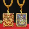 Colgante Thangka de los Cinco Señores de la Montaña Wutai Tara Verde Colgante Thangka Zaki Lhamo Amuleto Budista Dios Amarillo de la Riqueza