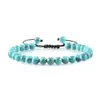 Pulseras Tejidas a Mano, Pulseras de Piedras Negras de Galena a la Moda, Pulseras de Cuerda Trenzada Turquesa, Pulseras y Accesorios Turquesas Coloridos