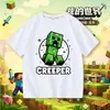 Camiseta infantil de manga corta de Minecraft con Creeper, Steve y Dragón del End, top de algodón 100% para niños