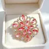 Broche de Flor de Pedra Colorida Oca da Indústria Pesada Pino de Liga com Strass Acessórios para Terno Casaco Qipao Vestido Formal Corsage