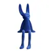 Adornos Modernos de Conejo Sentado Azules con Flocado Oficina de Ventas Sala de Modelos Habitación Infantil Mesita de Noche Decoraciones Ligeras de Moda