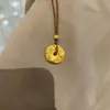 Estilo Igual ao Livro Vermelho Novo Estilo Chinês Estilo Antigo Gravado Pequeno Pingente Redondo de Bolo Colar Colar Simples Estilo Chinês Corrente de Clavícula