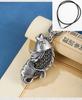 Pingente de prata de lei S925 com carpa da sorte pintada em esmalte estilo étnico, colar com corrente para suéter vintage masculino e feminino