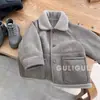 Roupas infantis, roupas para meninos, coleção de inverno 2026, jaqueta de motociclista macacão grossa forrada de fleece, legal e estilosa para crianças