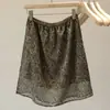 Estilo blogger coreano~Falda retro de diseño único con estampado de leopardo para mujer, falda corta nueva de verano con cintura elástica adelgazante