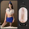 Lemon Story Lencería Sexy Uniforme de Azafata Sexy Traje de Tentación Azafata de Discoteca Policía Falda Estrecha de Estudiante