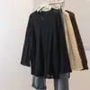 Talla Grande Mujer Nuevo Estilo Elegante Cuello Redondo Encaje de Ganchillo Hueco Diseño de Manga de Campana Moda Tendencia Top Adelgazante