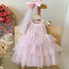Vestido de Niña Verano 2026 Nuevo Elegante Bebé Malla con Lentejuelas Vestido de Princesa Vestido Formal de Verano para Niños Vestido de Pastel