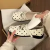 Zapatos Mary Jane Retro de Lunares con Moño y Suela Suave para Primavera 2026, Zapatos de Moda para Mujer con Punta Cuadrada y Correa Única