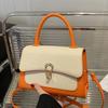 Piel de Vaca Curtida al Vegetal Capa Superior Bolso de Hombro Cruzado Casual Cubierta Tendencia Color Sólido Gran Capacidad Bolsa de Compras Tote con Candado