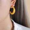 Pendientes de acero de titanio chapados en oro con incrustaciones geométricas simples y elegantes de estilo veraniego.