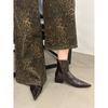 Botines de Punta para Mujer Otoño e Invierno 2025 Botines Nuevos Tacón Grueso Botines para Mujer Nicho Botines Ajustados Botas de Tacón Alto
