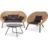 Conjunto de Sofá para Área Externa Pátio Jardim Lazer Cadeira de Rattan Varanda ao Ar Livre Cadeira Longa Simples Pousada Sofá de Rattan Trançado para Exterior