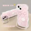 Gato con Lazo Adecuado para Apple 17 Linda Funda para Teléfono Móvil Iphone13Promax Doble Soporte 16 Nuevo Modelo para Mujer 15