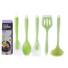 Juego de 5 piezas de utensilios de cocina de silicona translúcida al por mayor de fábrica, ideal para utensilios de cocina, cuchara, pala y wok antiadherente.