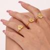 Anillo Ajustable de Amor con Flor de Zircón Transfronterizo de Azúcar Acero Inoxidable PVD Electrochapado Conservación de Color Anillo de Sensación de Alta Gama