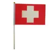 Bandera suiza, bandera de mano, bandera de poliéster de doble cara, impresión, asta de plástico, venta directa de fábrica