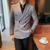 Chaqueta de Traje Casual de Doble Botonadura para Hombre Primavera y Otoño de Alta Gama Británica para Negocios Moda de un Botón Ajustado para Hombre