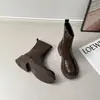 Botas de plataforma estilo retro tipo Martin para mujer, perfectas para otoño e invierno, con efecto adelgazante, punta redonda, material elástico y cremallera trasera, ofreciendo un look simple y versátil, parecidas a una bota de montar clásica.