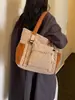 Bolso de lona de color liso para mujer 2026, bolso de hombro de gran capacidad, bolso tote elegante para estudiantes, bolso de mano y bolso cruzado