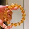 Pulsera de citrino natural de alta calidad, grano grande, 12-13 mm