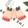 Guantes para niños, otoño e invierno, de medio dedo, cálidos, de conejo, universales, de jacquard, con cierre abatible, para exteriores, resistentes al viento.