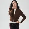 Nueva colección de otoño e invierno: Cárdigan corto, ajustado, con cremallera, mangas raglán, bolsillos y diseño de color liso, un suéter de punto de cachemira moderno y versátil