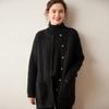 Chaqueta de Punto de Cachemir para Mujer, Estilo Coreano, Cuello Redondo, Patrón Sencillo de Grano de Maíz, Longitud Media, Holgada, Casual