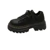 Sapatos femininos de couro com cadarço, bico redondo e sola grossa, novo modelo 2026, mocassins versáteis para primavera e outono, estilo britânico retrô, que aumentam a altura