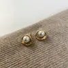 Pendientes de Perla con Aguja de Plata S925 Estilo Retro Francés para Mujer, Temperamento Súper Hada, Clavos Circulares Simples, Pendientes Geométricos al por Mayor