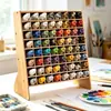 Caixa de Armazenamento de Pigmentos de Madeira Rack Organizador de Tintas para Artesanato Prateleira de Armazenamento para Tubos de Tinta a Óleo e Tintas Aquarela com Divisórias