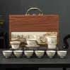 Conjunto de Chá Kung Fu Chinês Bule de Cerâmica Tampa Flutuante Xícara de Chá Luxo Acessível para Casa Azul e Branco Forno Ru Presente Lembrança