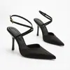 Sandalias de Tacón Alto Elegantes con Punta Francesa, Moño de Satén, Correas Cruzadas Sexy de Moda, Espalda Abierta para Mujer de 9.5 CM