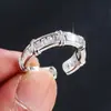 Anillo de Cruz Exquisito con Diamantes Completos Estilo Tiktok para Mujer, Diseño de Nicho de Moda de Lujo Ligero Estilo Ins, Anillo Abierto que No se Desvanece