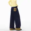 Pantalones de Chándal a Cuadros Estilo Americano con Bloques de Color para Hombres y Mujeres, Pantalones de Pierna Ancha Perezosos Relajados de Otoño, Pantalones Anchos Casuales Sueltos