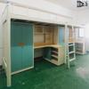 Cama de Solteiro com Mesa para Dormitório de Funcionários, Cama de Ferro para Estudantes com Escada Integrada, Cama Suspensa Individual com Guarda-roupa e Mesa