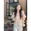 Camisa de Gasa Floral de Un Hombro Precio Real para Mujer Verano Diseño Francés de Nicho Chic Súper de Hada Dulce Top Corto