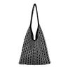 2022 Novo Estilo Coreano Amazon Xadrez Preto e Branco Contraste de Cores Bolsa de Tricô Bolsa Tote de Grande Capacidade Bolsa de Ombro Feminina Tendência