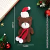 Blush de Natal Urso Siaman Boneca Fofa Boneca Chaveiro de Pelúcia Pingente para Pendurar na Bolsa Boneca de Cachecol Presente