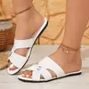 Sandalias de talla grande para comercio exterior 2025 nuevo modelo de verano sandalias planas tipo slip-on retro europeas y americanas para playa y uso en exteriores