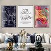 Pintura Decorativa de Animales Artísticos Estilo Europeo Simple Triptíco para Sala de Estar Porcelana de Cristal Pintura Colgante de Gama Alta para Hotel Apartamento Dormitorio Venta al por Mayor