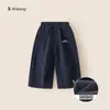 Ropa Infantil Huzhou Zhili Pantalones de Trabajo Infantiles Invierno Más Terciopelo Pantalones Casuales para Niños Color Sólido Versátiles Pantalones para Niñas