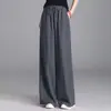 Pantalones de algodón y lino de 200 jin para mujer, de cintura alta, holgados, casuales, con cordón, cintura elástica, finos de verano, nuevos de 2026, pantalones largos