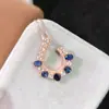 Colgante de Zafiro Natural de Sri Lanka Piedra Suelta 3*4mm Plata S925 con Artesanía Fina y Trabajo de Incrustación