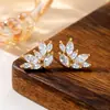 Pendientes de Cobre con Forma de Mariposa de Circonita Marquise con Incrustaciones de Circonita, Pendientes Elegantes Chapados en Oro, Pendientes de Gama Alta Estilo Ins al por Mayor