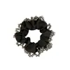 Elástico de Cabelo de Renda com Cristal Estilo Coreano Versátil Laço de Cabelo Durável de Cetim Cor Sólida Faixa de Cabelo Elegante para Mulheres